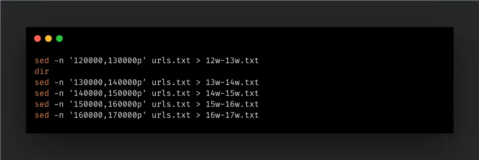Commands to split the large list (Source - Cisco Talos)