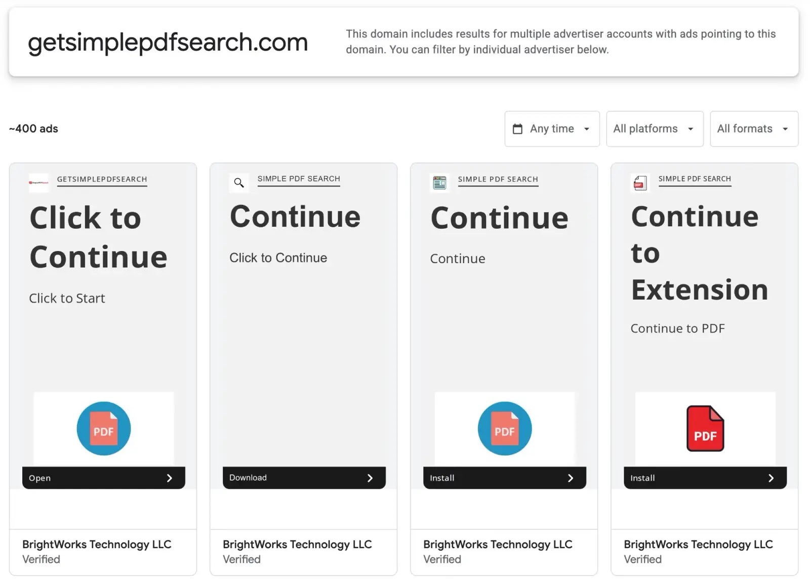 Search Google Ads Transparency (Source - Socket.dev)